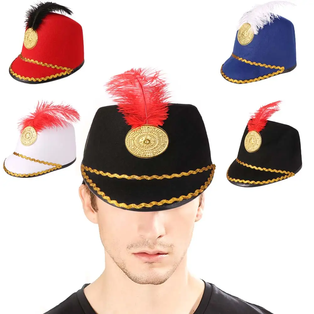 Dress Up Marching Band Hat Sun Protection Vintage Knight Uniform Hat With Parade Role Play Drum Major Hat Halloween