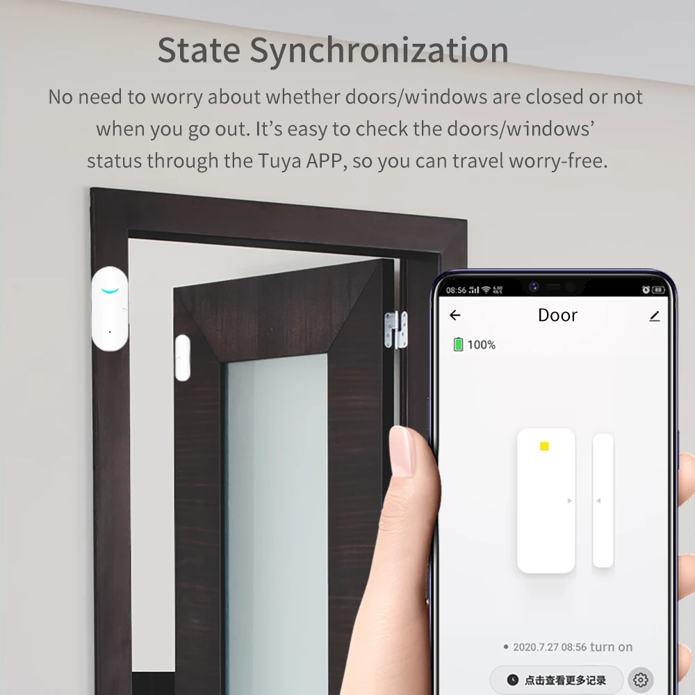 Tuya tishric wifi porta/janela sensor de abertura da porta detector de automação residencial inteligente sem fio sensores de alarme janela funciona para o google
