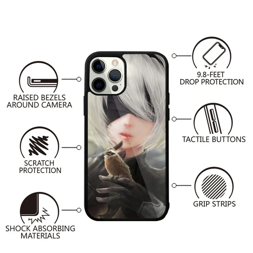 N-NieR 2B A-Automata Phone Case Strong Magnetic For IPhone 15,14,13,Pro,Max,Plus,11,12,Mini For Magsafe Wireless Charging