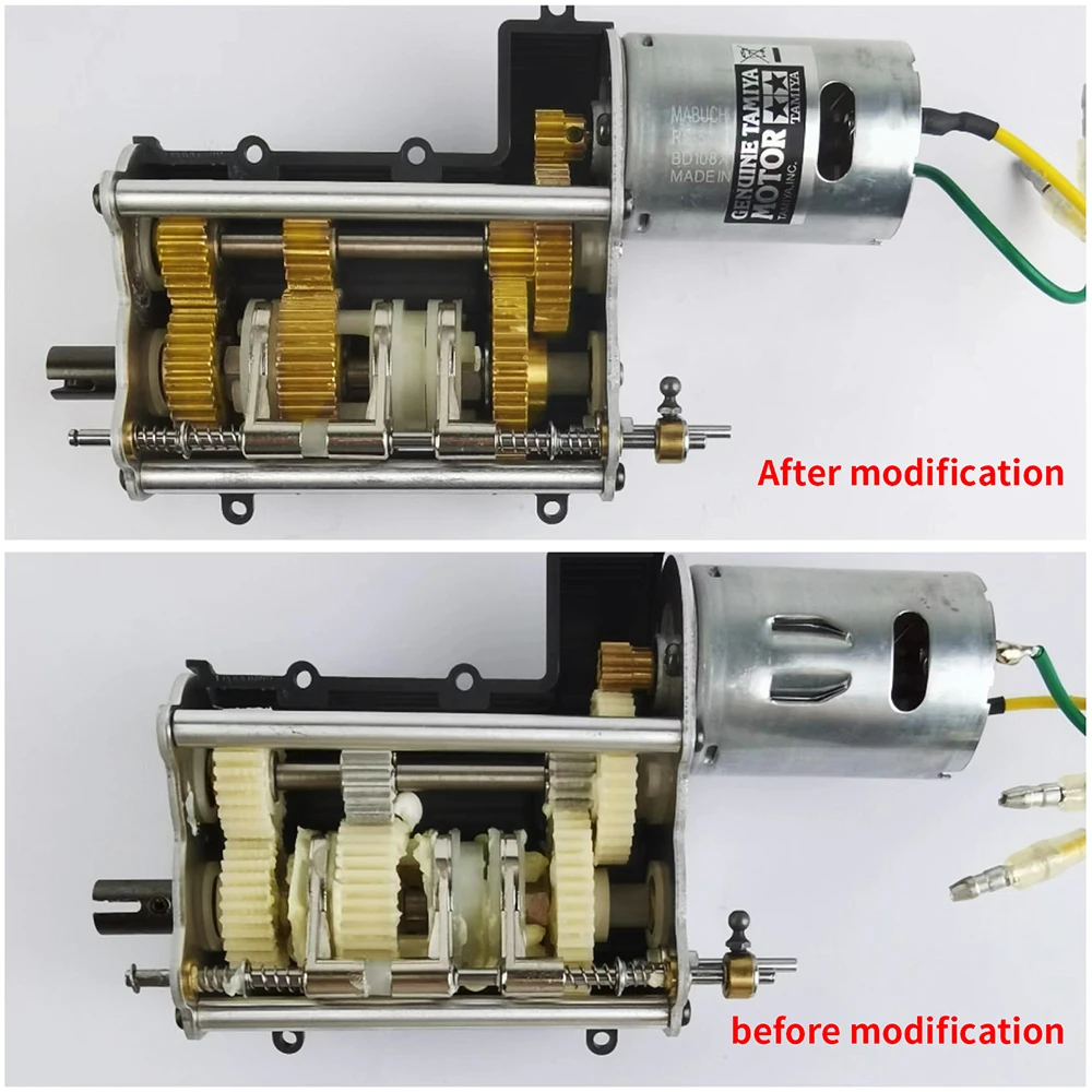 TRINOOD 7PCS Motor Gearbox Gear Set for 1/14 Tamiya RC Car Tow Drag Trailer Truck Man Scania Upgrade Parts