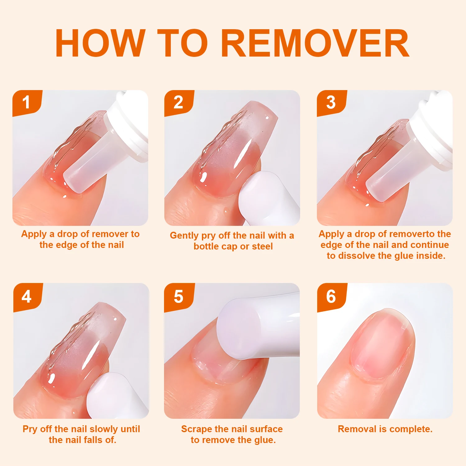 TWOING Falsche Nagelspitzen, feste Klebstoffe, Gel-Entferner, Nagelflüssigkeit, leicht zu weich, Entferner zum Aufdrücken der Nägel, Gel-Entferner-Werkzeuge mit gefälschten Spitzen