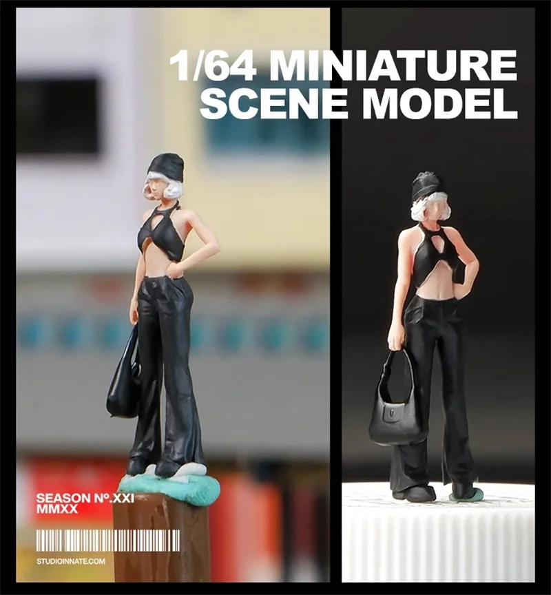 1:64 מידה דגם 1pcs שרף מיניאטורי נשים שיער לבן אופנה ילדה פעולה דמות בובה דמות בובה סצנה dify