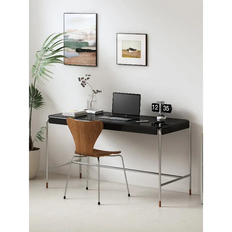 

Solid Wood Desk Bedroom Desk Household Small Apartment Medieval Computer Desk Solid Wood Stainless Steel Long Table