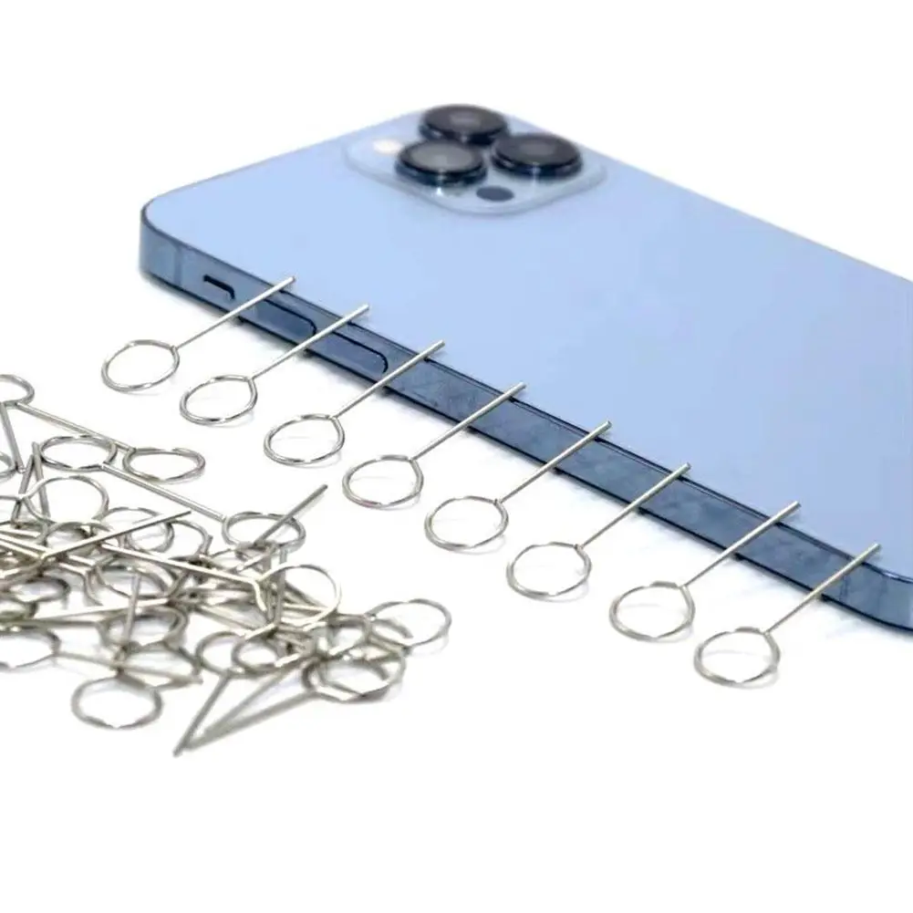 50pcs Eject Sim Card Ejector Tool Pick-up Pin Universal Mobile Phone Remover Tray to Open For iPhone 