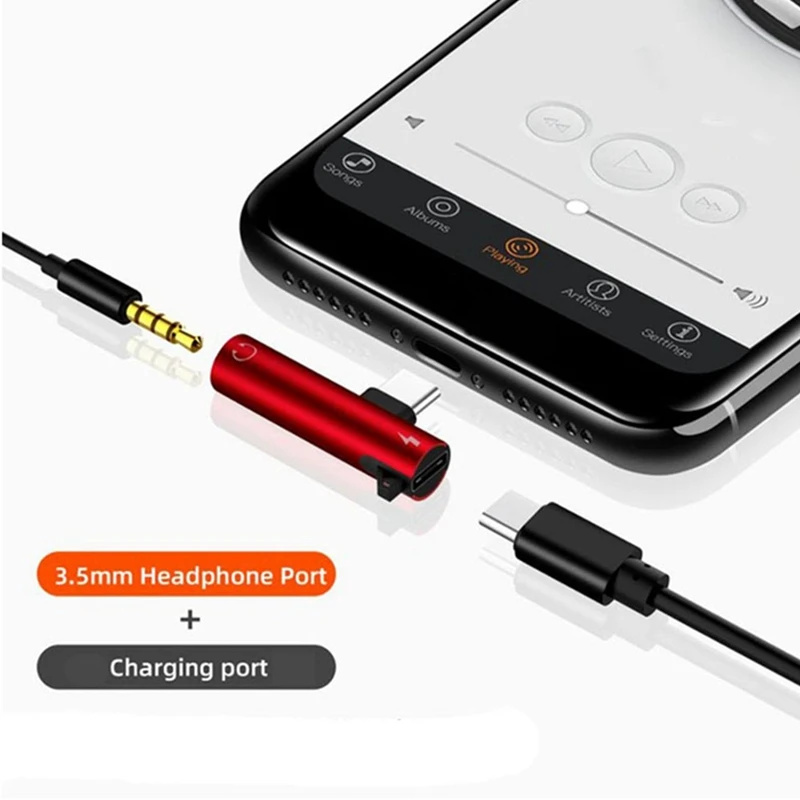 2 In1 Type C Adapter Splitter for HUAWEI To 3.5Mm Audio Headphone Charging Jack Earphone AUX Cable Connector-A