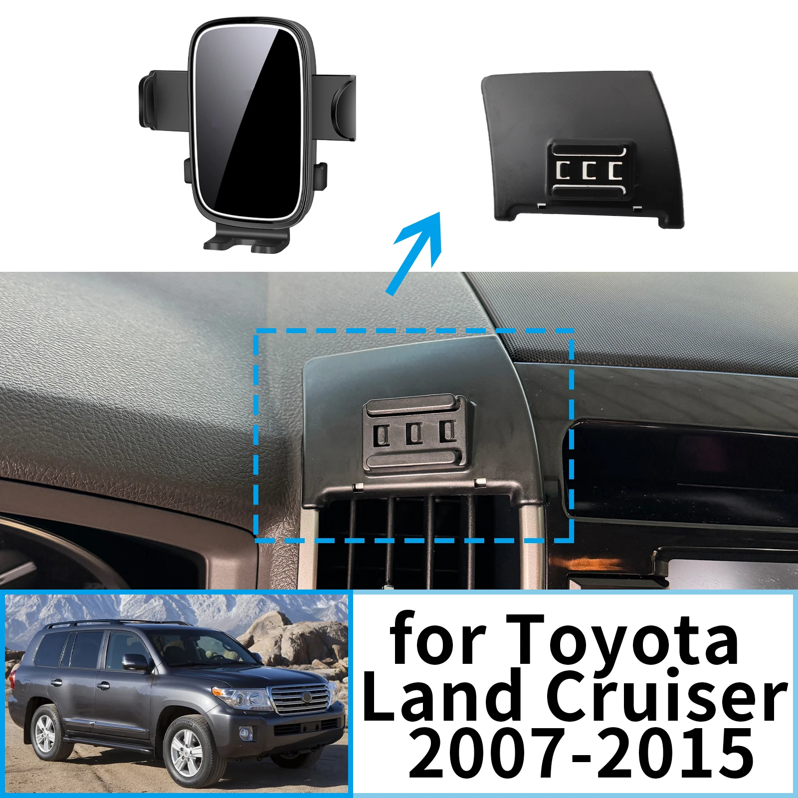 

fit for Toyota Land Cruiser 2007 2008 2009-2015 Stable Clip-On Phone Holder​​ Mount Screen Base No Vibration​ Car accessoires