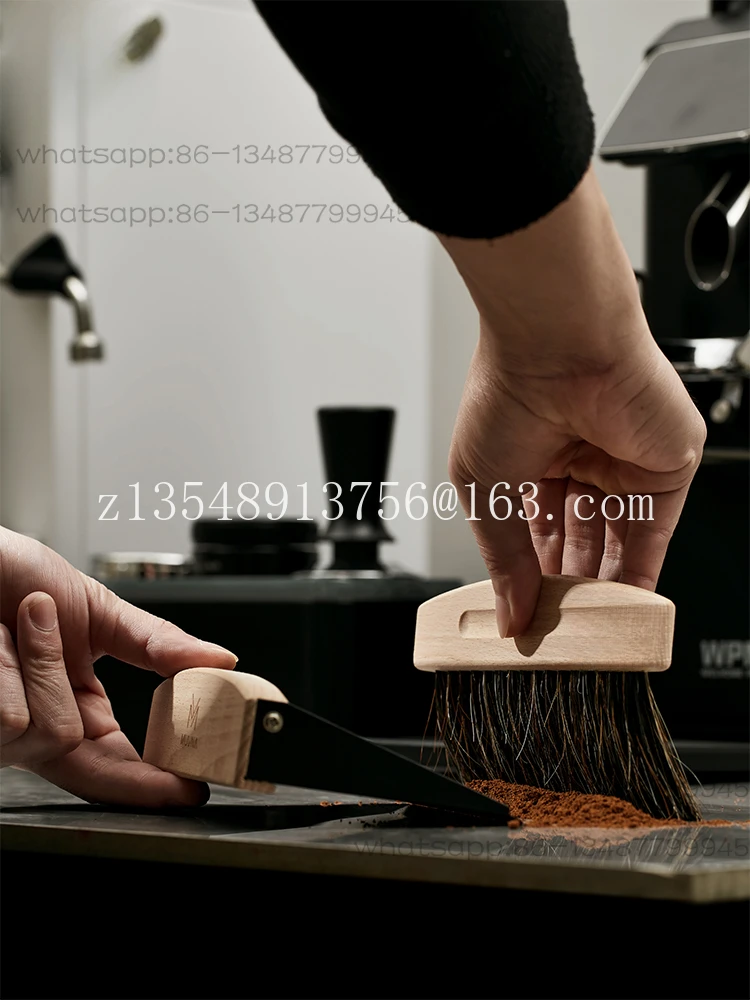 Solid wood brush dustpan set, household bar coffee powder cleaning brush, bean grinder bristle brush