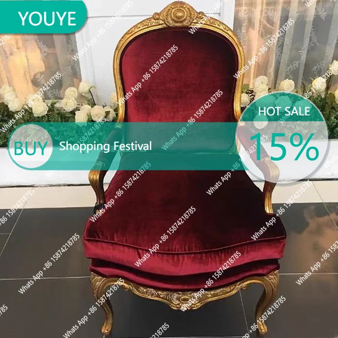 

YX Французский Ретро Массив Дерева Резьба Цветок Золотой Стул Американский Свет Роскошная Вилла Гостиная Ткань Одиночный Двойной Тройной Диван Ch