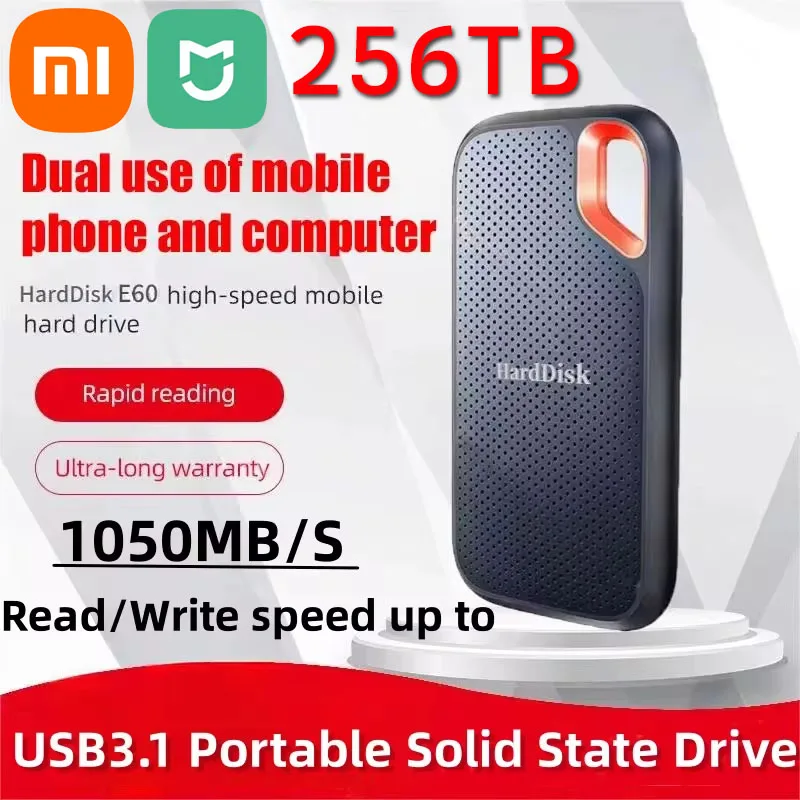 

XIAOMI MIJIA Hard Disk Mobile SSD E60 1TB 2TB 256TB USB 3.1 HD External Hard for Laptop PS5 Mobile Hard Disk HDD Storage