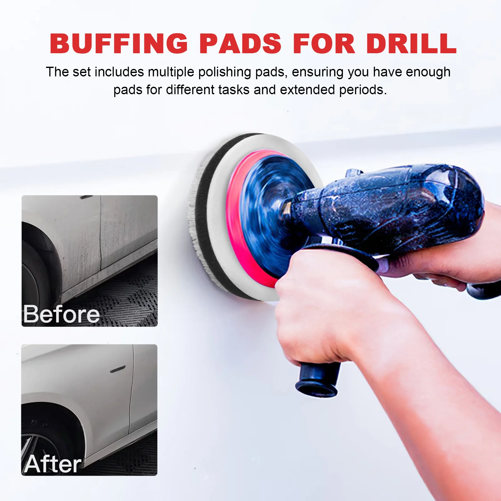 7 Pcs Polishing Disc Set Wheel For Drill Pad Car Wool Ball Automotive Buffing White Pads Detailing Kit