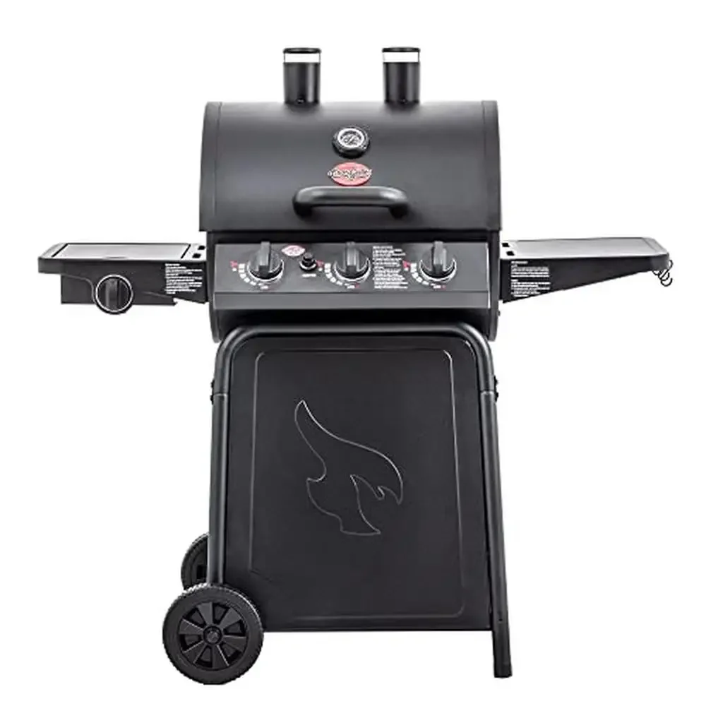 3-Burner Propane Gas BBQ Grill with 630 Sq Inches Cooking Area & Side Burner & Smokestacks