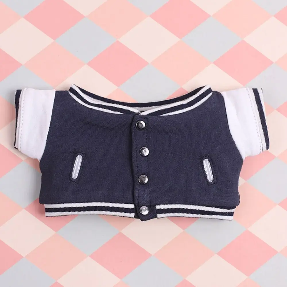 

College Style Doll Baseball Jacket Uniform Coat Casaul Wear Cotton Dolls Clothes Dress Up Outfit Plush Doll Jacket Coat 20CM