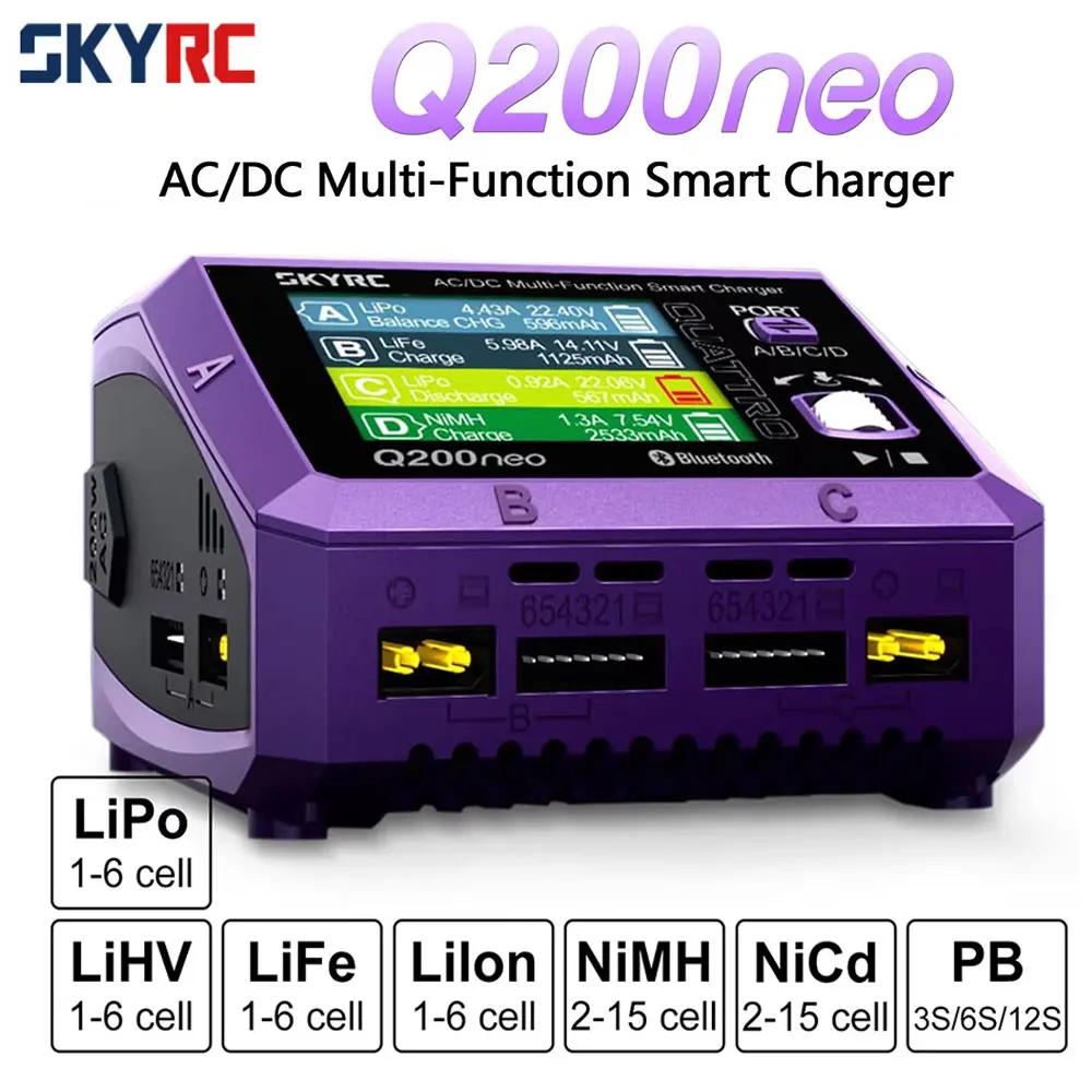 SkyRC Q200neo Lipo Battery Balance Charger Discharger AC200W DC400W 10A for 1-6S LiPo Li-ion Life LiHV 2-15s NiCd NiMH PB