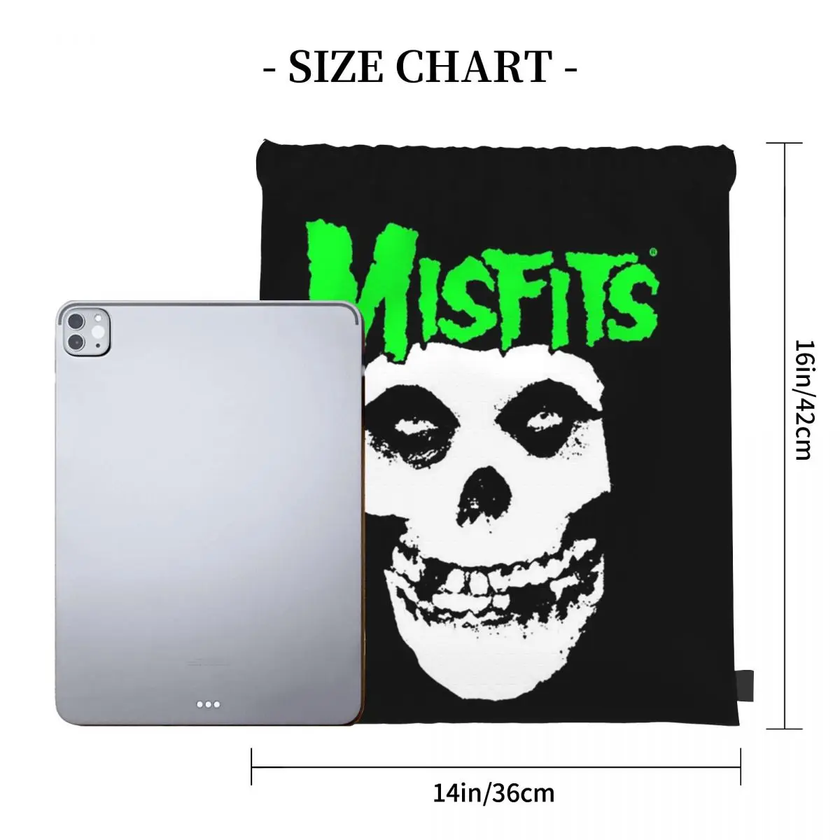 حقائب ظهر Misfits Skull حقائب محمولة برباط برباط حزمة جيب حقيبة تخزين حقائب كتب للسفر والمدرسة