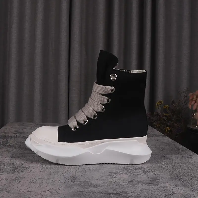 Men Women High-TOP Shoes Casual Canvas Platform Heel Sneakers Luxury Designer Jumbo Lace Up Zip Autumn Black Boots