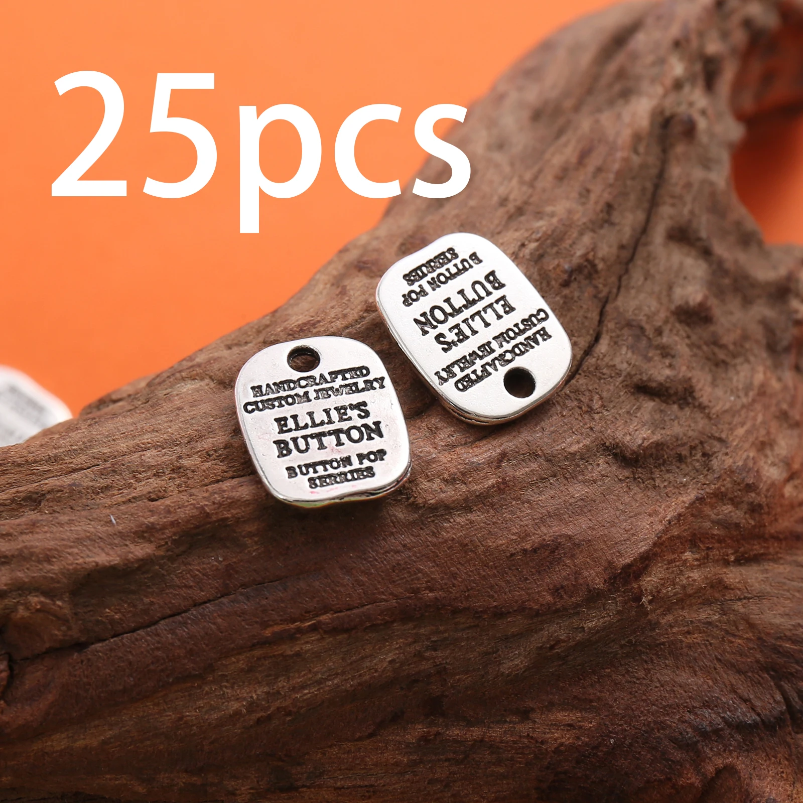 25 Pieces of English Engraved Square Pendants with Rounded Corners, Featuring a Square Shape with Rounded Edges and English Lettering, Suitable for DIY Bracelets, Earrings, Necklaces, and Niche Vintage Handmade Beading Accessories