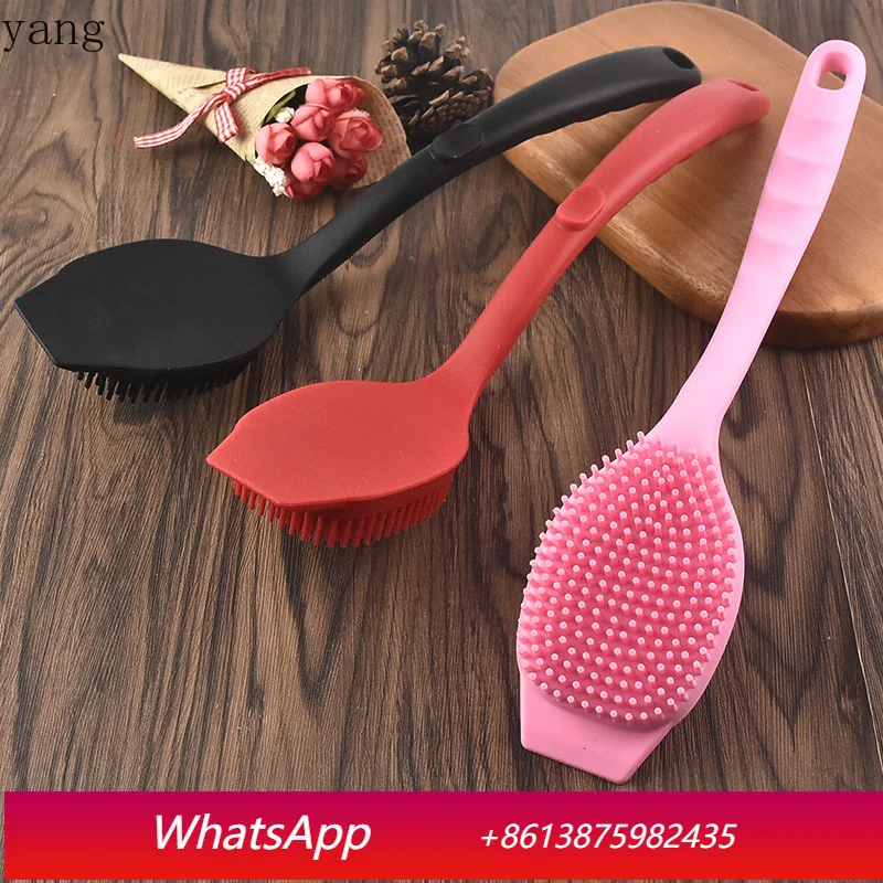 

LH silicone pan washing pot long handle cleaning brush can hang hole kitchen descaling oil gadget