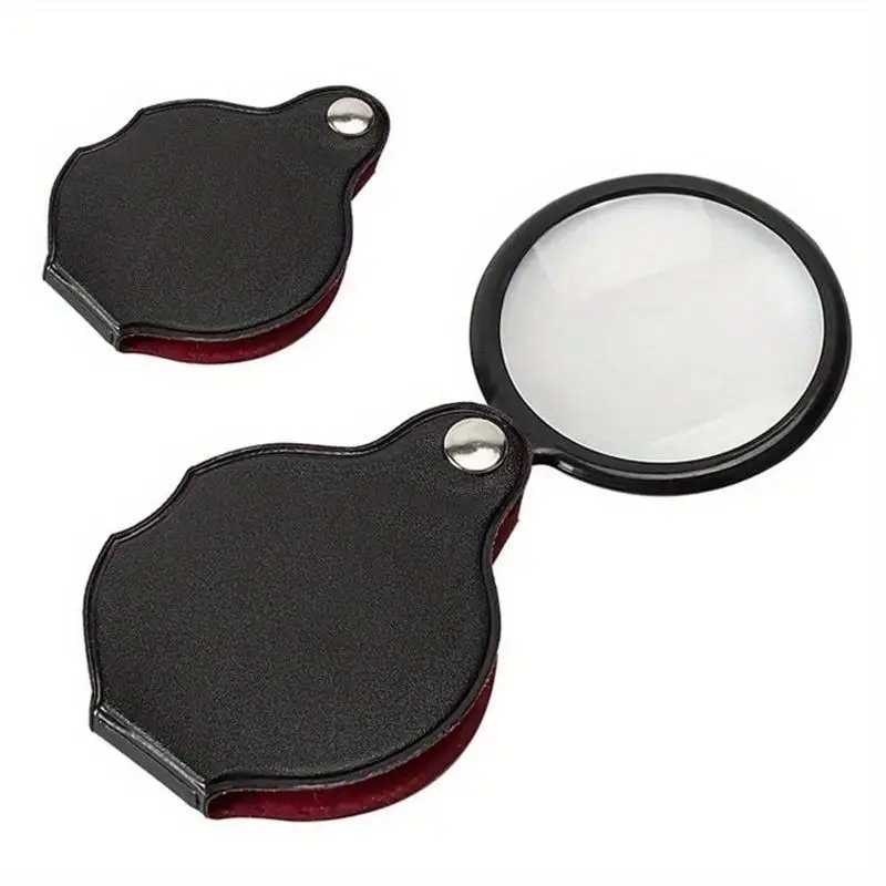 1Pc Small Magnifying Glass Mini Pocket Magnifier Folding Magnify Glasses with Rotating Protective Holster for Seniors Reading