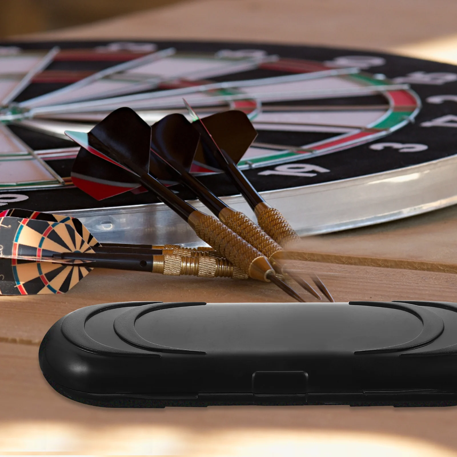 Scatola portaoggetti per freccette Custodia portatile da asporto per parete Accessori per pannelli in plastica nera da viaggio