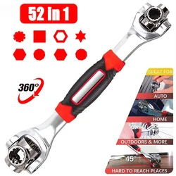 52 IN 1 Socket Wrench Multifunctional 360 Degree Rotating Ratchet Spline Bolt Socket Torx Wrench Car Repair Hand Tool 8-19mm