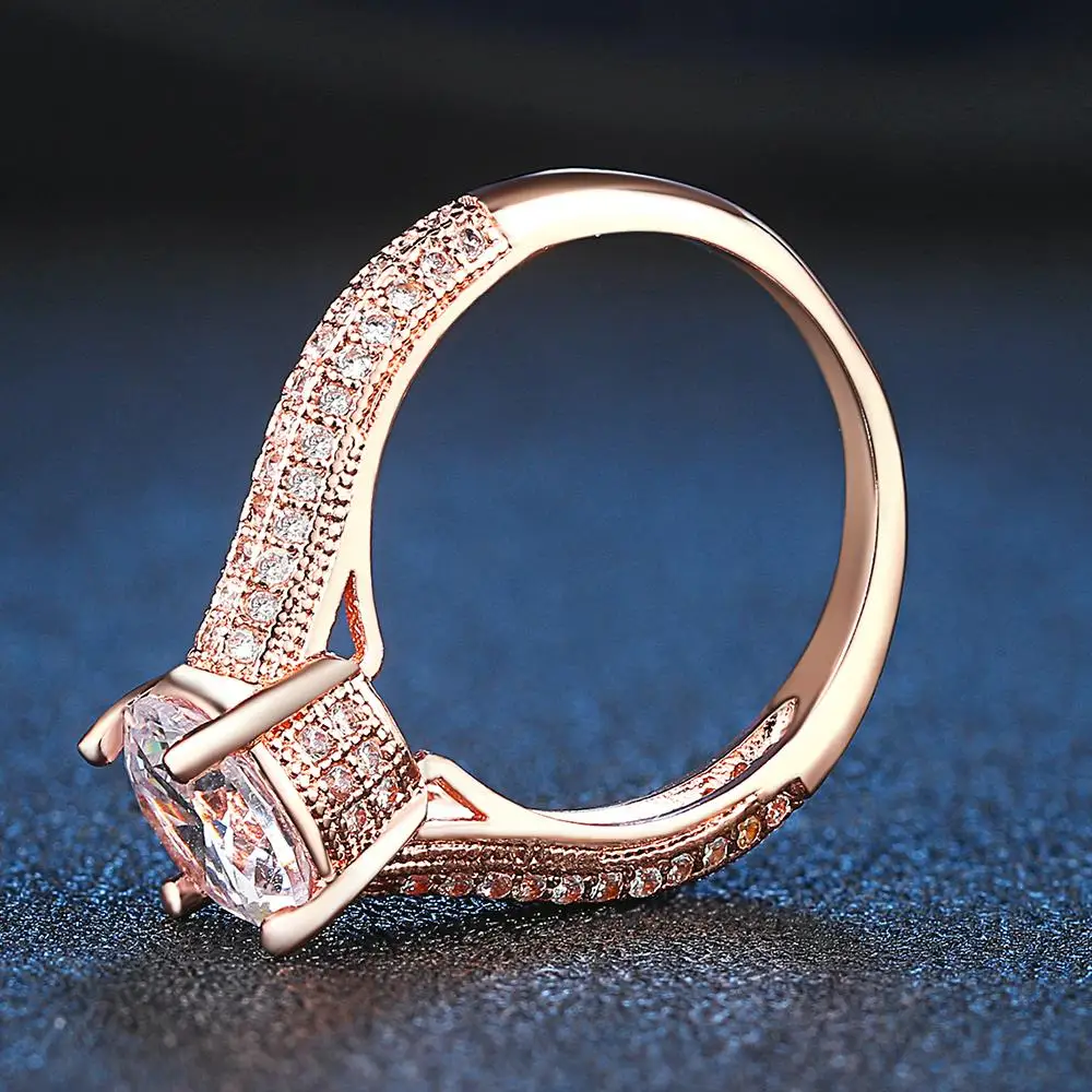 Cubic Zirconia Wedding/Engagement Rings Rose Gold Color Silver Color High Quality Lover\'s Ring For Women Jewelry Anel DWR207M