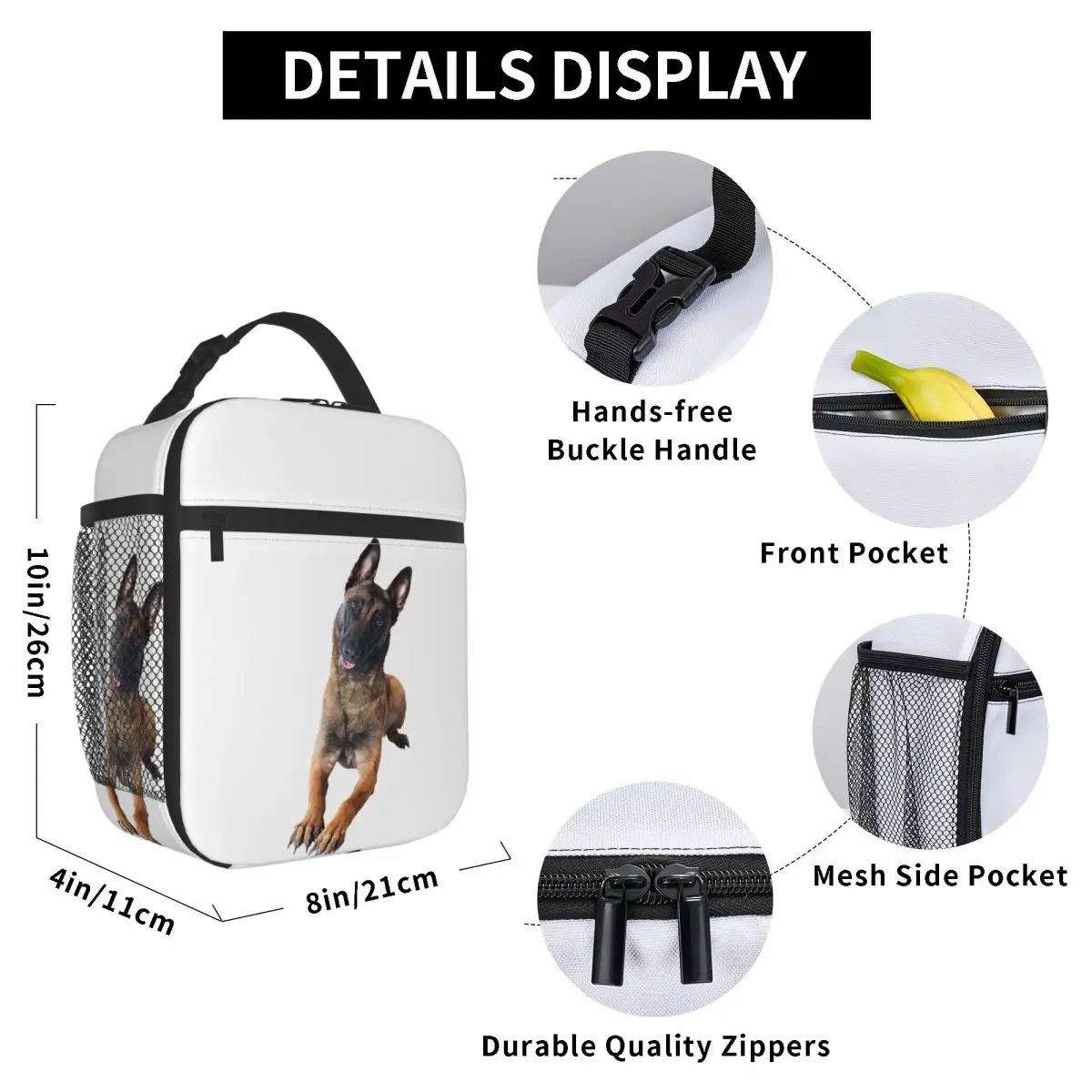 Belgian Shepherd Dog Malinois Insulated Lunch Bag for Kids School Cooler Thermal Food Box Tote Portable Lunch Boxes Container