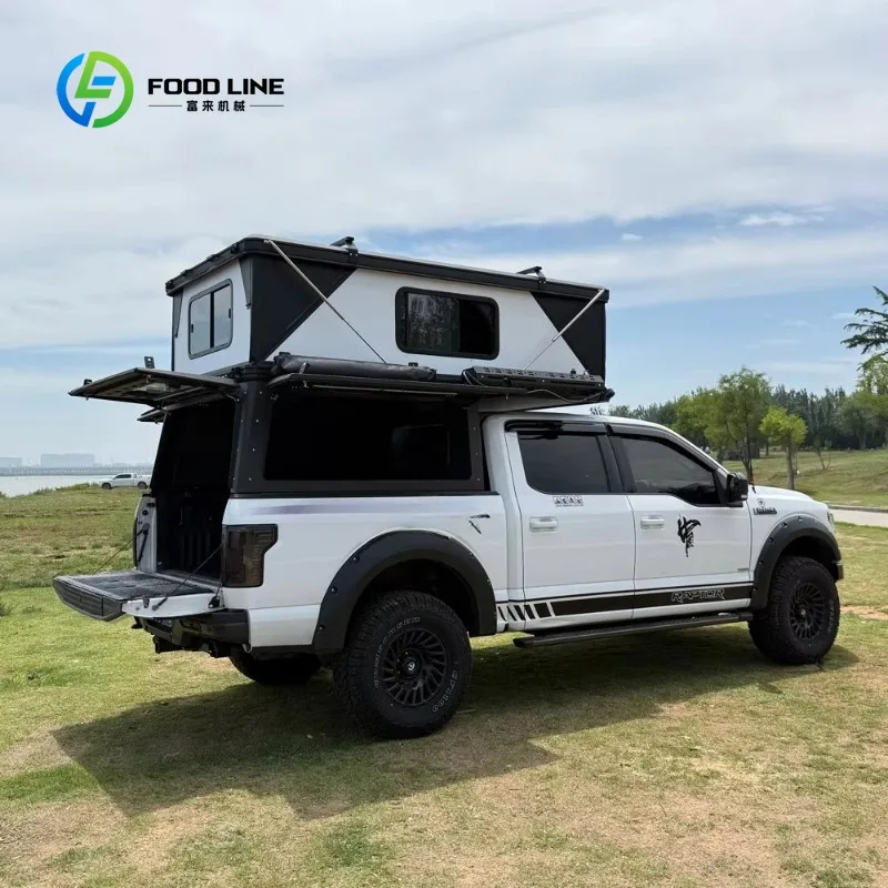 Pop-up Truck Campervan  Luxurious Camping Equipment with Bed, Shower, and Kitchen, Suitable for Travel and Accommodation.