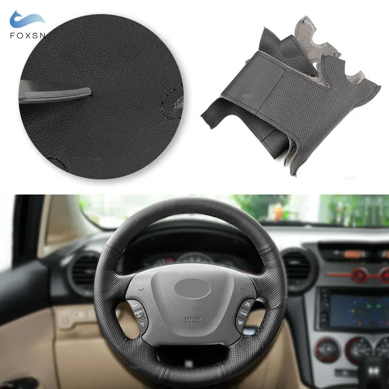 Car Accessories Braid on Steering Wheel Black Leather Cover Sticker Trim For Kia Carnival II Grand Carnival 2006- 2012 2013 2014