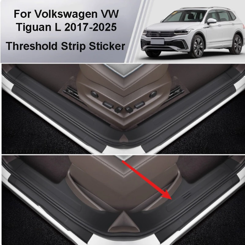 

Door Welcome Pedal Anti Stepping Sticker for Volkswagen VW Tiguan L 2017-2025 Car Leather Threshold Strip Protective Accessories