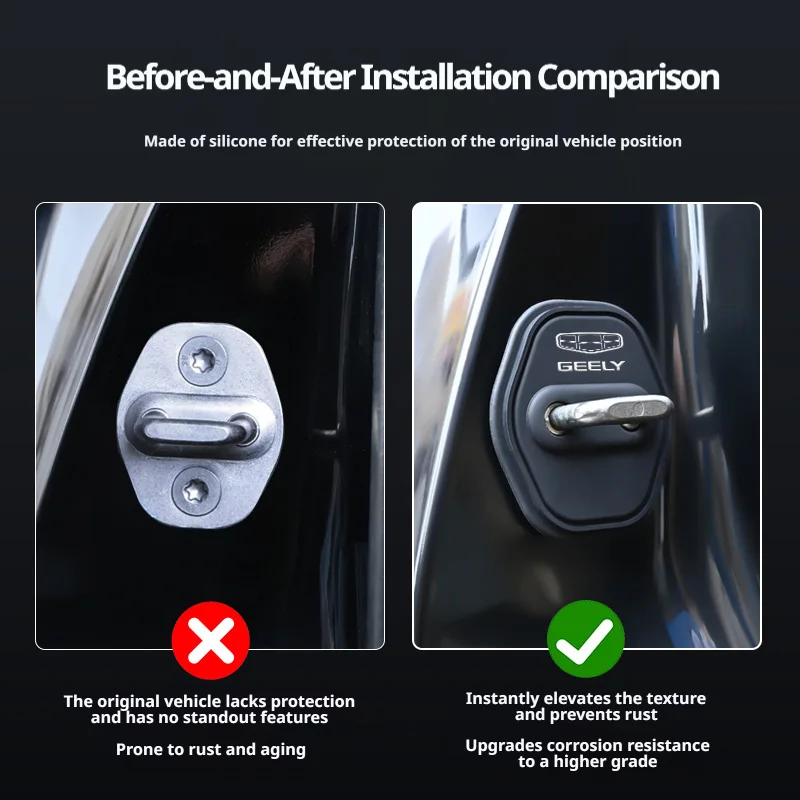 Car Door Lock Buckle Cover Shock Absorbing Protector For Geely Xingyue L Haoyue L Emgrand GS Jiaji Binrui Vision Auto Accessorie