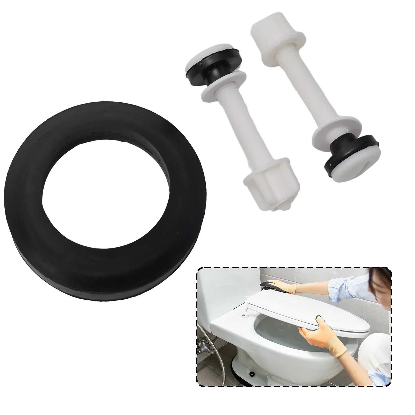 2pcs Plastic Toilet Hinge Close Coupling Bolts And Nuts With Washers For Fastening Repair Toilet Tool Accessories