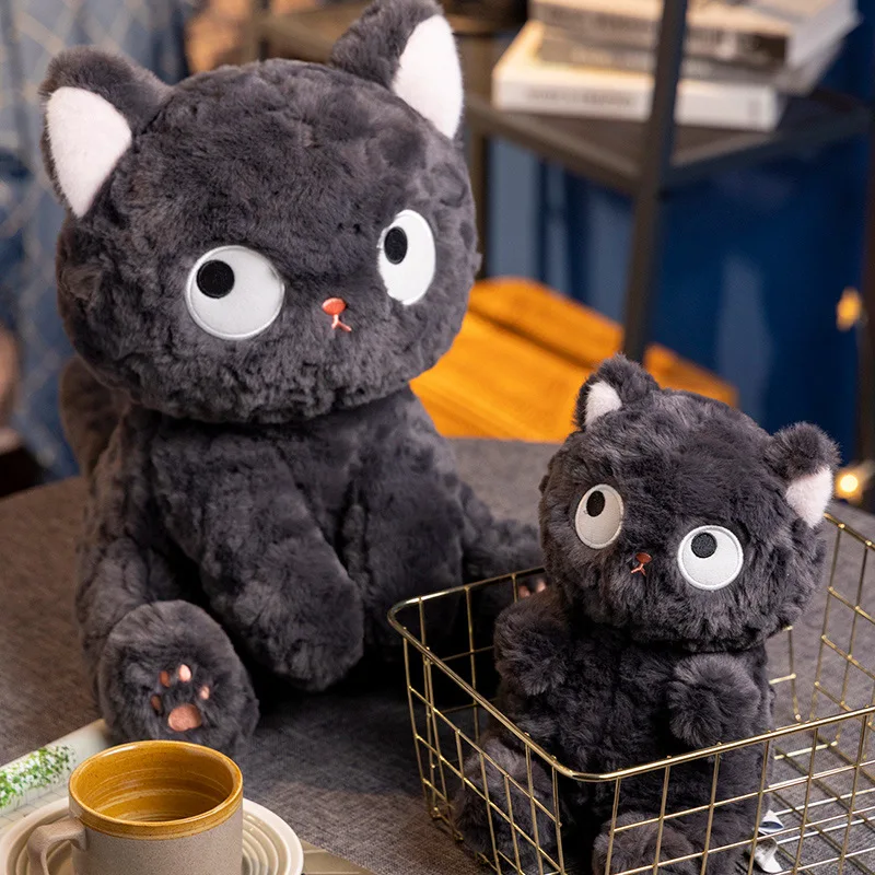 Peluche en forme de petit chat noir avec pierres de dessin animé, jouet mignon pour enfant