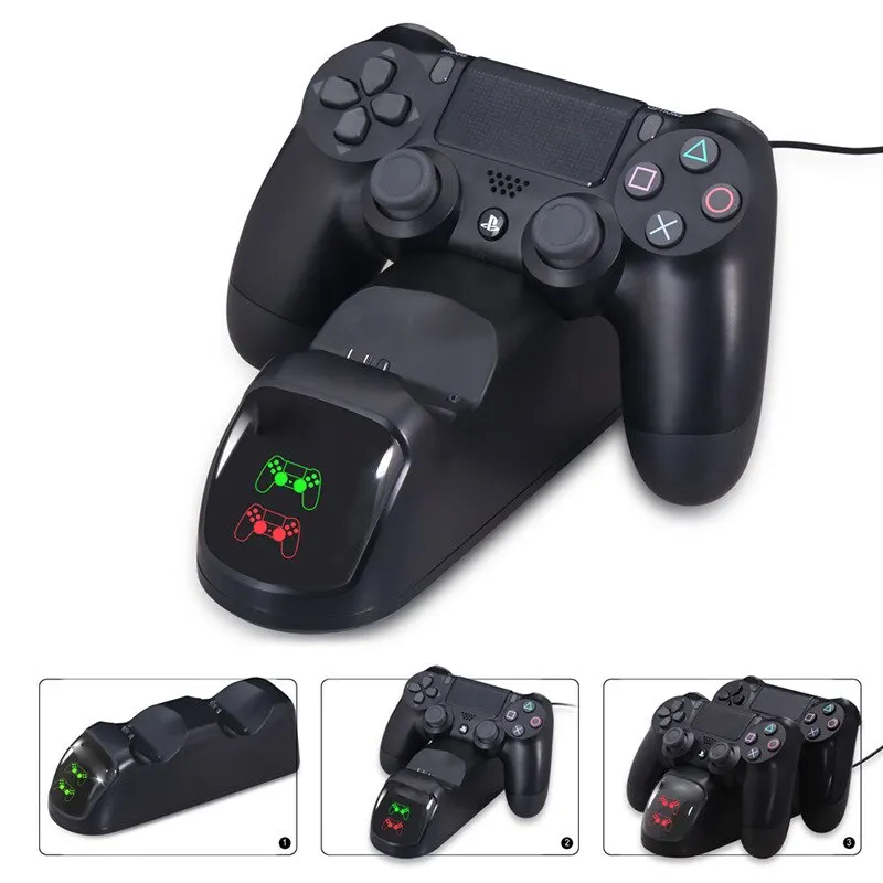 DATA FROG PS4 Ładowarka do stacji ładującej Bezprzewodowa stacja USB Dual Dock PS4 dla Playstation 4 Slim / PS4 Pro