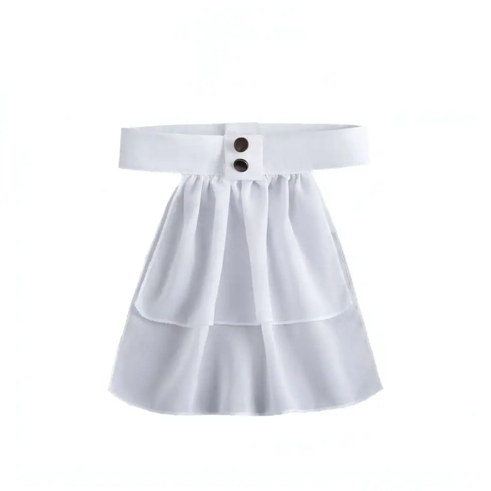 Vintage European Style Chiffon Detachable Collar Double Layer Tie Retro Elegant Shirt Accessory For Women Wedding Party