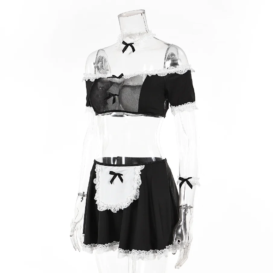 Sexy plus Size Maid Costume Sweet Role Play Suit Tutu Skirt Hot Sale Adult Women's Cosplay Party Wear