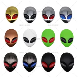 1 Pcs Metal 3D Alienware Badge Alien Head Car Grill Logo Sticker Emblem Motorcycle Auto Bike Decoration Sticker Car Body Styling