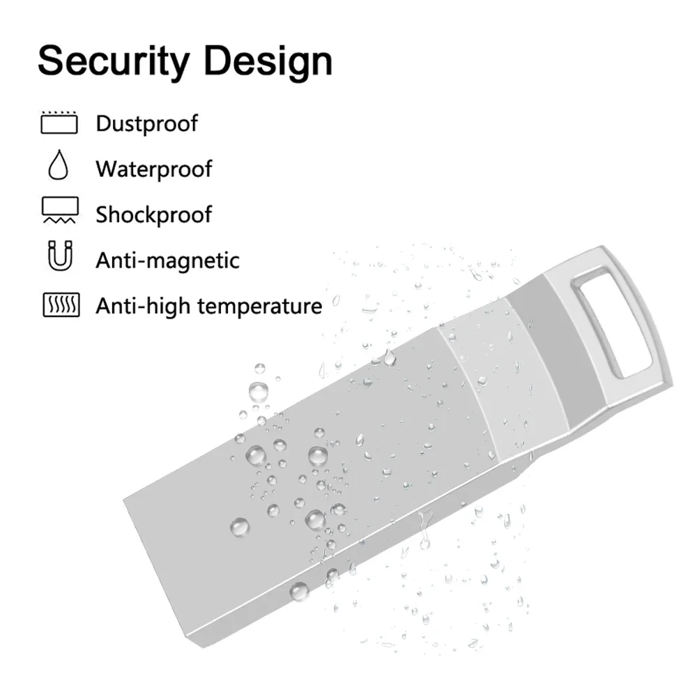 Unidade Flash USB de Metal de Alta Velocidade, Pendrive, Memory Stick, 32GB, 64GB, 128GB