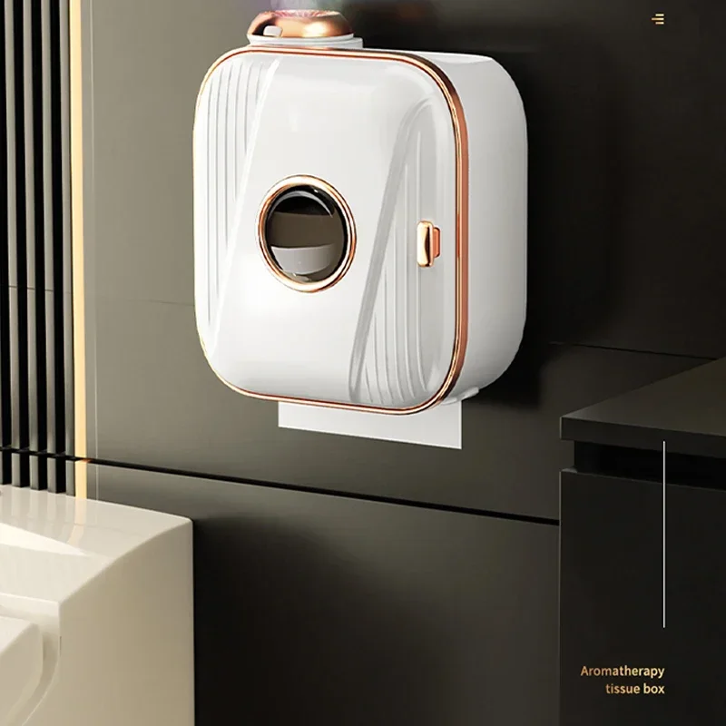 New Small Aromatherapy Toilet Tissue Box Toilet Paper Toilet Paper Placement Paper Roll Storage Rack Wall Mounted Hole Free
