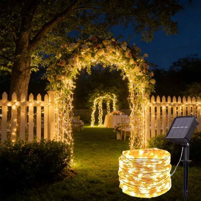 

Solar LED Copper Wire Lights String Outdoor Holiday Wedding Chiristmas Fairy Light Garden Home Decoration Solar Garland Lamp
