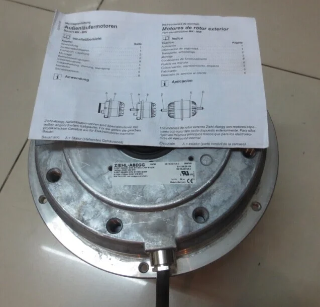 Ziehl-abegg MK165-4DK.24.U 123245 380V AC 3.5KW GA55 1670RPM Ball Bearing Air Compressor Motor Cooling Fan