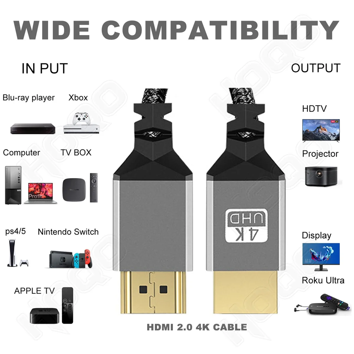 Cabo hdmi de 0.3m, 1m, 1ft, 2.0, fio 4k, 60hz, para xiaomi, xbox, ps5, ps4, laptops, divisor hdmi, cabo digital, 2m, 3m, 5m, 10m, 10 metros