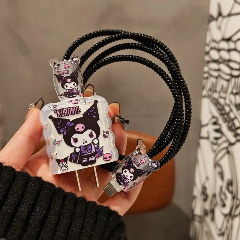 

Kawaii Sanrio Kuromi Apple 16 Charger Cable Protective Case for ipad 20w Fast Charging iPhone14pro Data Cable Protective Case