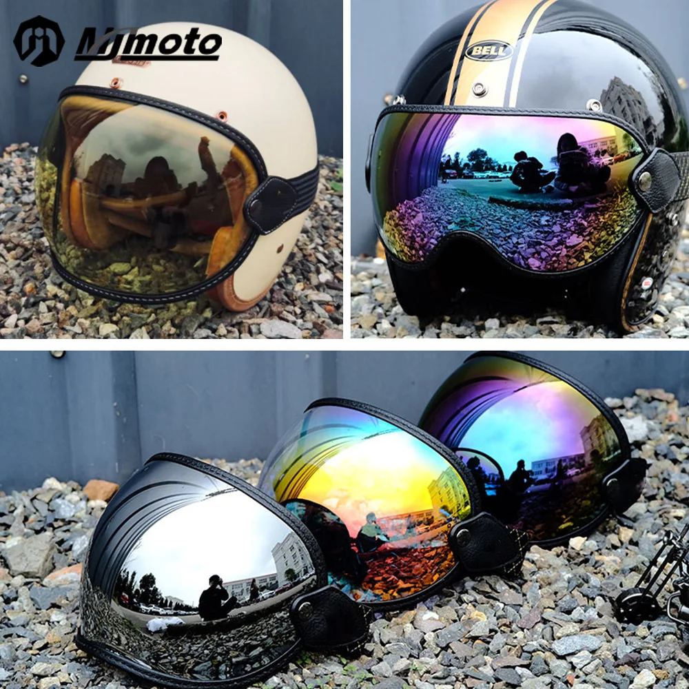 Universal Motorcycle Helmet Bubble Shield Visor Lens Sunglasses Goggles Accessories Fit All Vintage Retro Open Face Half Helmets