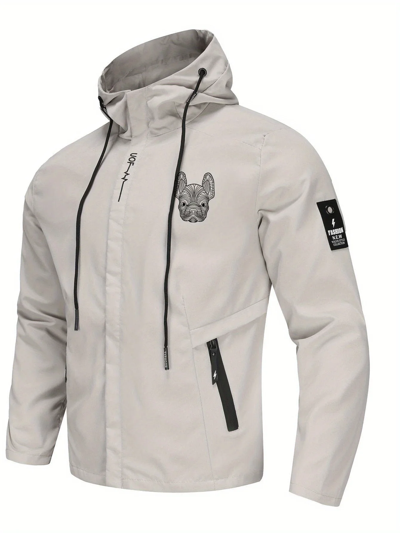 Men Lightweight Windproof Hooded Jacket Full Zip Windbreaker Outdoor Hiking Shell Coat Casual Sports Outerwear Clothing Jackets