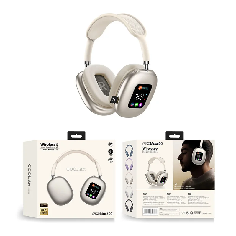 MAX 600 Model Nieuwe Draadloze Actieve Ruisonderdrukkende Hoofdtelefoon Hybride Draadloze Hoofdtelefoon Met Touch Control LED Scherm 2025 Hot - afbeelding 1