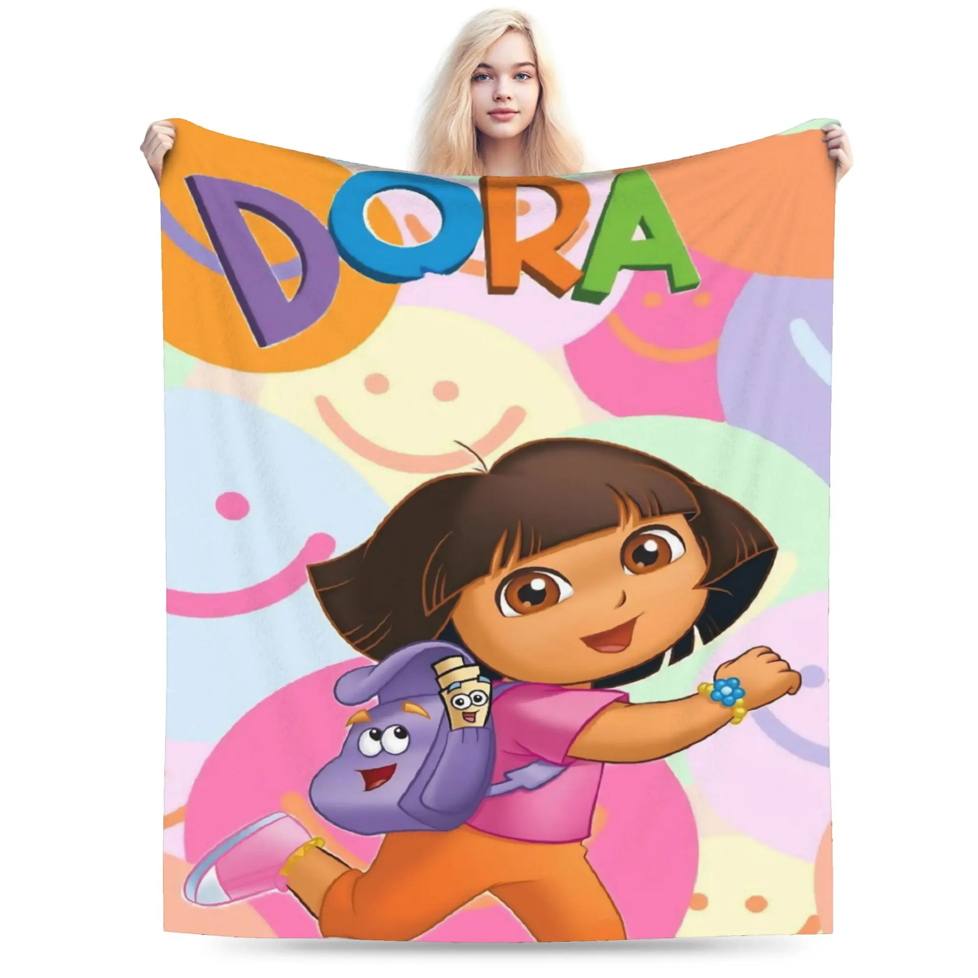 Super Soft D-Doras The Explorers Throw Blanket Premium Flannel Fleece Lightweight Bed Blanket Cozy Plush Blankets All Season Use