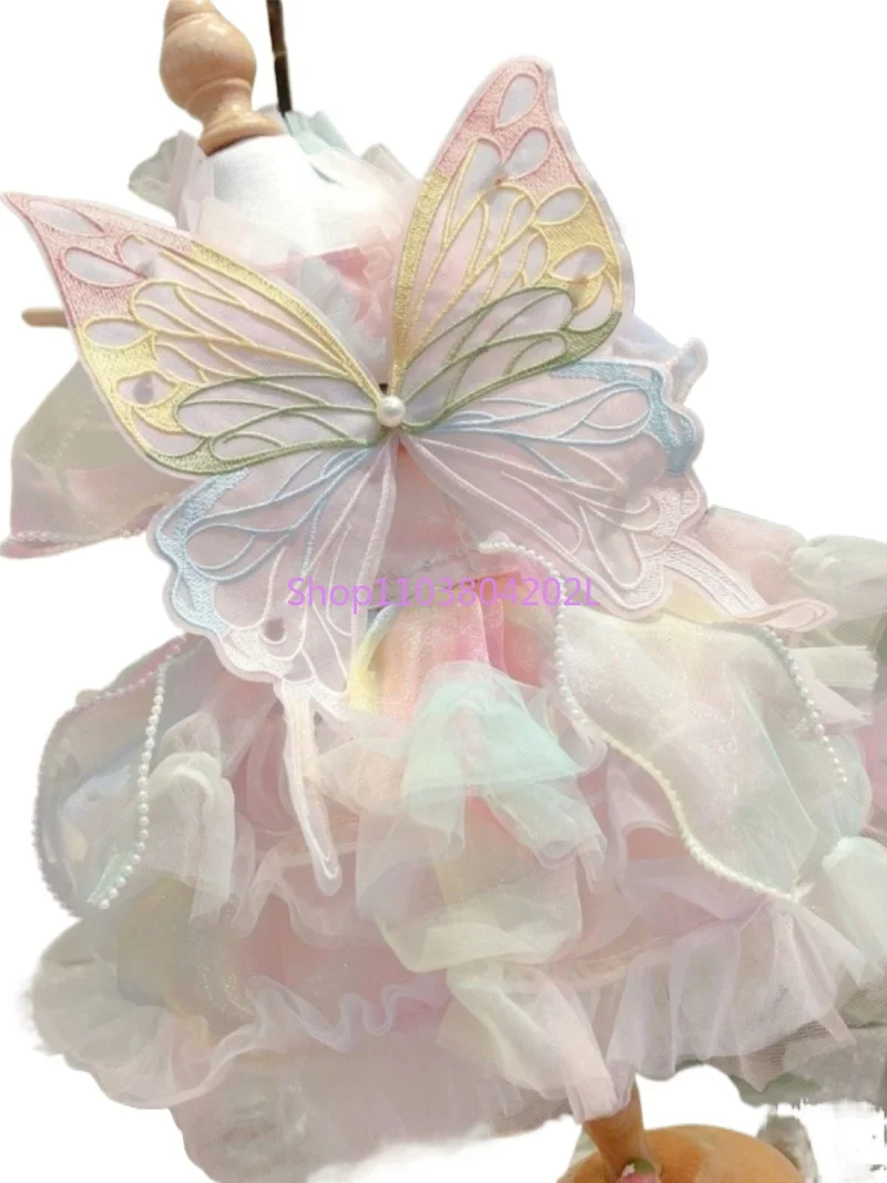 

Rainbow Fairy Symphony Pink Butterfly Wings Spring Summer Cat Bigbear Teddy VIP Golden Retriever Corgi Fairy Dress