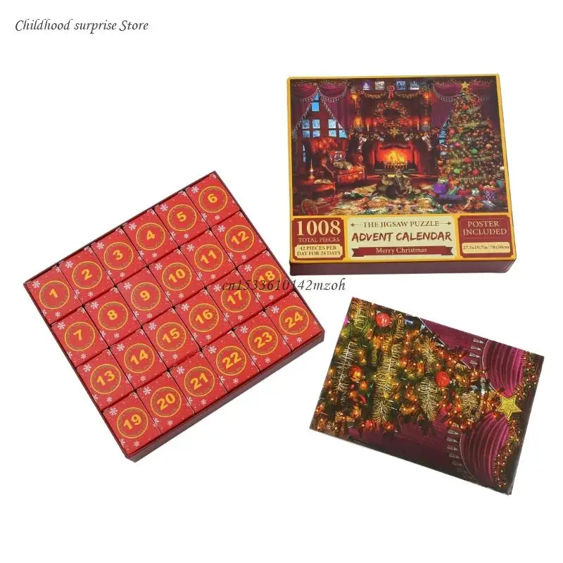 1008 stks Legpuzzels Kerst Adventskalender Countdown Feestelijke Cadeautjes Dropship