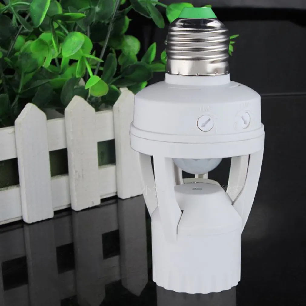 E27 Motion Sensor Light Switch 100-240V Motion Detector E27 Base Lamp Holder With Light Control Smart Switch Bulb Socket Adapter