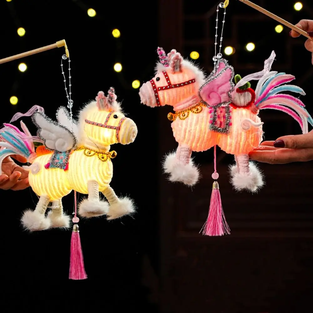 

DIY Material Kit Luminous Horse Lantern Handmade Year of The Horse Spring Festival Lantern Blessing Words with Tassel